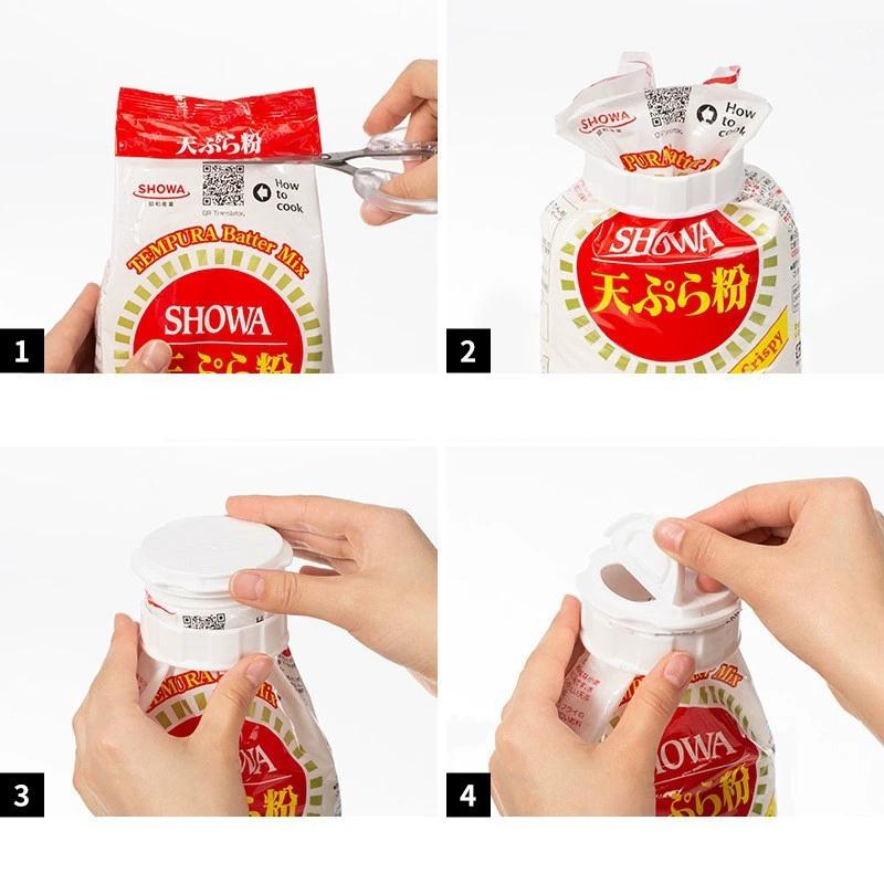 Doppelöffnung Deckel Auslaufdüse Küche Snack Aufbewahrungsbeutel Kunststoff Verschlussclip Würze Feuchtigkeitsdichter Verschlussclip