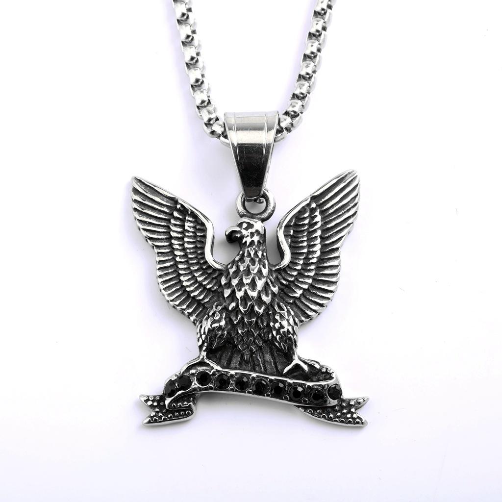 Retro Europäische Edelstahl-Edelstein-Einlage Unisex Anhänger Halskette