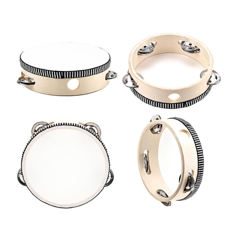 Handheld Tambourine Educational Musical Tambourine Drum for Children and Adults Wooden Tambourine Lightweight Tambourine