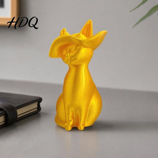 Durable Cat Decoration 3D Printed Figurine Minimalist Modern Elegant Sculpture Retro Style