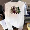 (Asian Size) Tree Watercolor Cute Graphic Tee Women Print T Shirt Christmas New Year Autumn Winter Casual Fashion Top Clothing Long Sleeve T-shirts