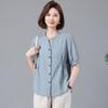 Langsha Women's Loose Cotton Short Sleeve Shirt
