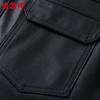 Hengyuanxiang Men's Turn-down Collar Pebbled Cowhide Leather Jacket