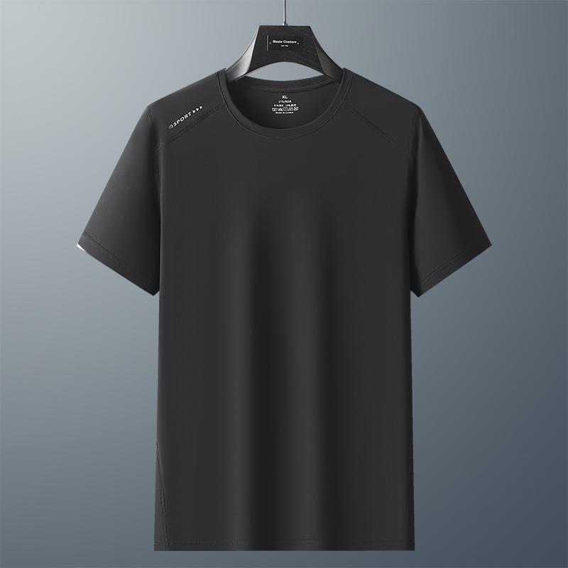 Large Size Ice Silk Loose Breathable Casual T-shirt Men's Outdoor Casual Sports Quick-drying Short Sleeves