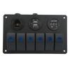 20A 6 Gang Rocker Switch Panel 12V 24V Blue Light Waterproof for Boats Ships Cockpits SUV Trucks