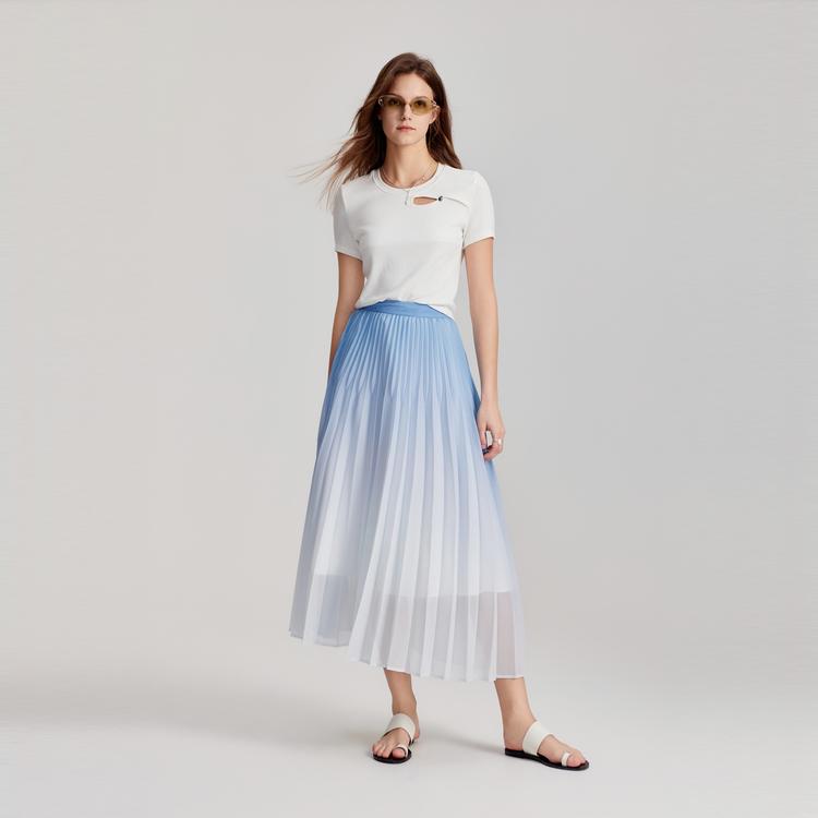 ELLE High Waist Gradient Casual Long Skirt Women skirts Blue ER47735