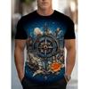 Retro Steamship Pattern 3D Print Short Sleeve T-shirt Summer Comfortable Fashionable Breathable Plus Size Casual Versatile Sports Men's T-shirt