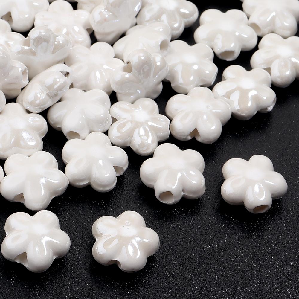 10pcs Colorful Cherry Blossoms Ceramic Beads Mini Flower Loose Spacer Beads For Jewelry Making DIY Bracelet Necklace Accessories