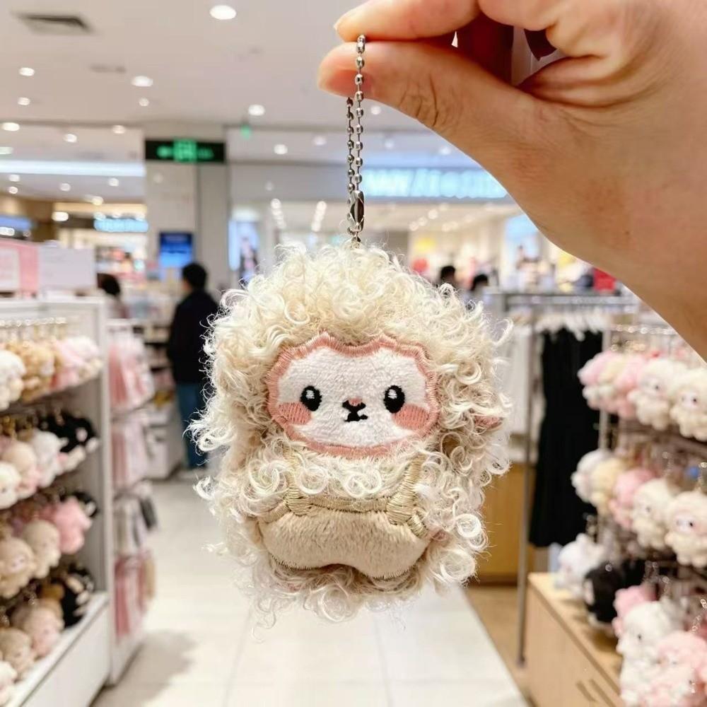 Cute Plush Sheep Keychain Portable Fluffy Animal Keyring Backpack Pendant Festive Decor