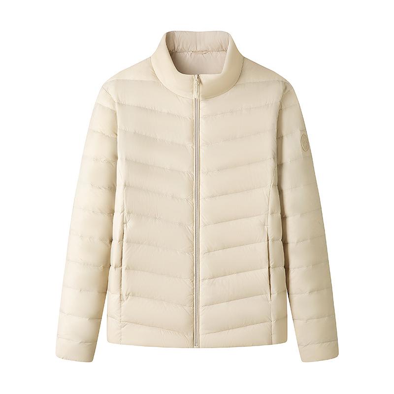 

Women s Short White Duck Down Jacket with Stand-Up Collar - Lightweight, Thickened Liner, High-End Outerwear 3XL бежевый