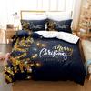 3D Happy New Year Bedding Set Christmas Happy Duvet Cover Pillowcase 2/3 Holiday Gift AU/EU/ES/DE Full Size Quick Drying Soft Home Textile