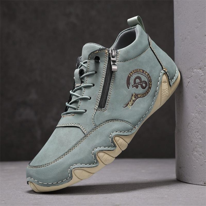 Men's Casual Shoes Side Zipper Short Boots Versatile Flat Bottom Trendy Fashionable Men's Shoes Suitable for Outdoor Sports