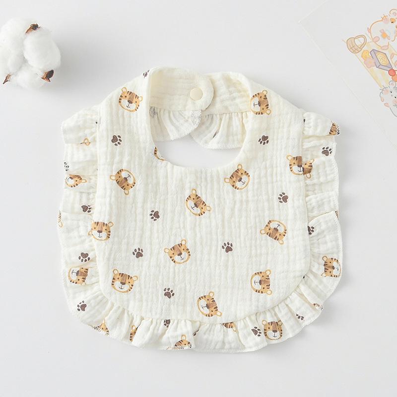 Ruffle Baby Drool Bibs: Pure Cotton Printed Lace Bibs