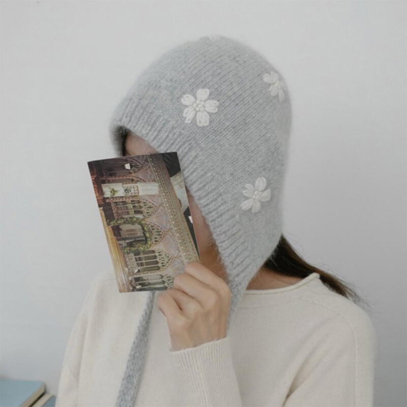 Women's Thin Winter Hooded Beanie Cute Hat