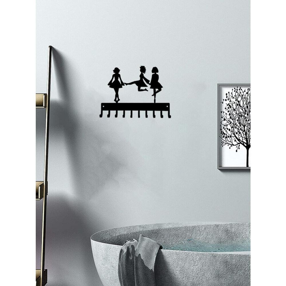 Metal Wall Hook Decorative Dancer Award Holder Iron Hanger Home Organization Entryway Storage 1pc
