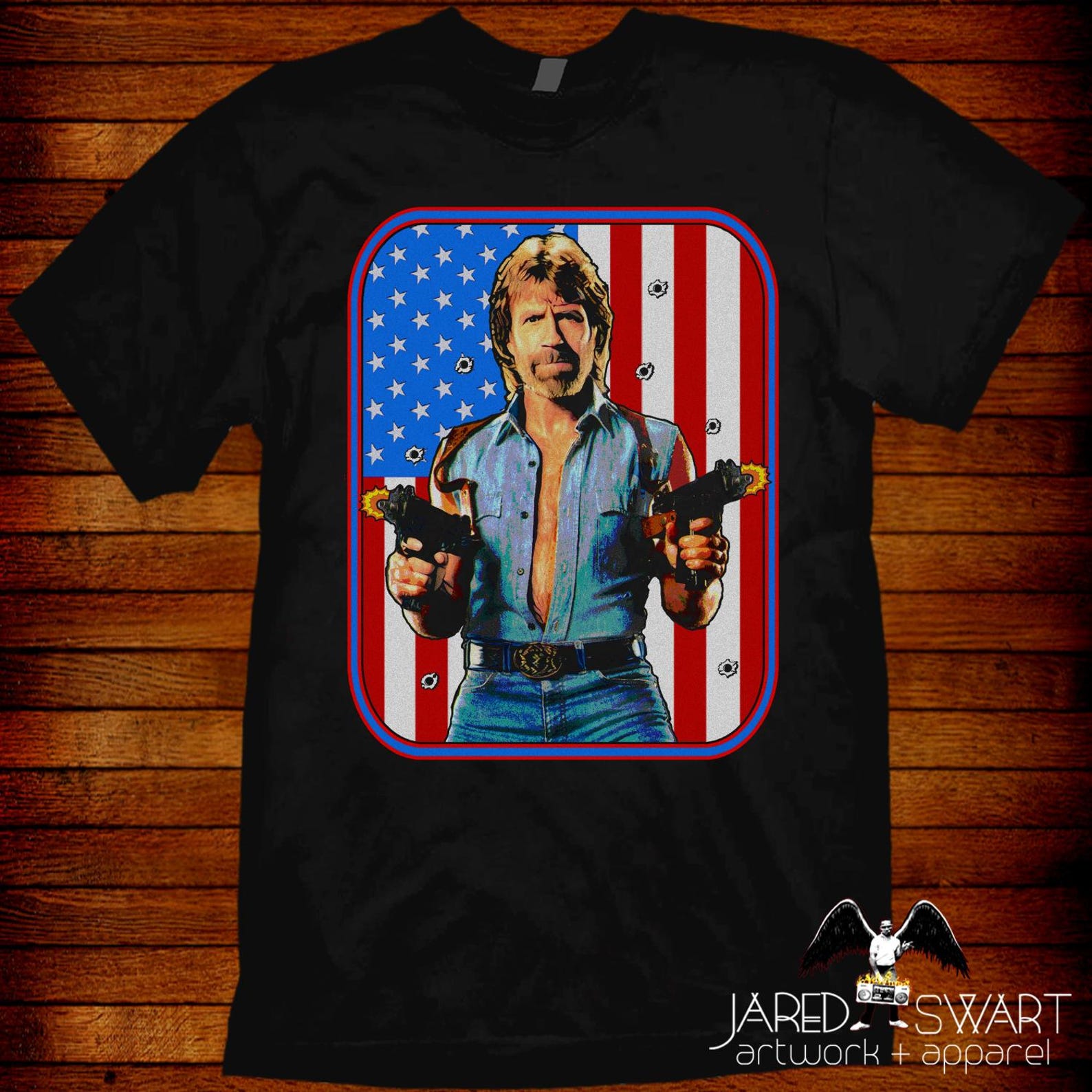 Invasion USA T shirt pop art inspired by the 80s Chuck Norris movie S