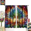 Colorful Stained Glass Curtains,Tree of Life Viking Tree Vintage Beautiful Nature Scenery Decor Rod Pocket Window Treatments for