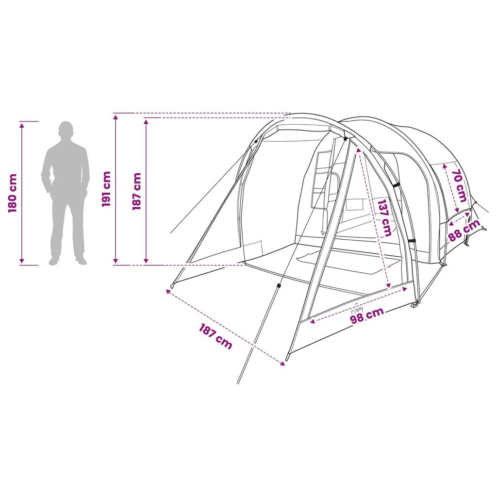 Cabin Tent Olive Green 488 x 244 x 183 cm Polyester and Steel