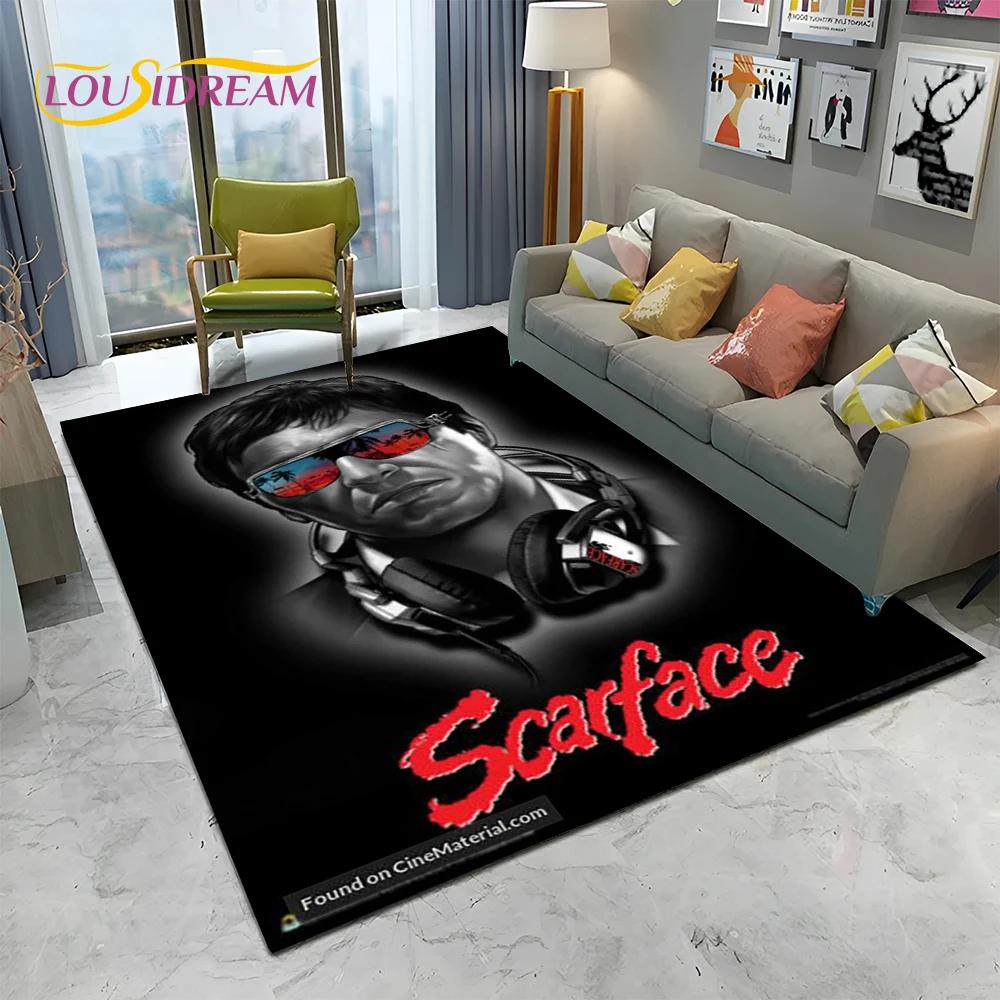 Scarface 3D Classic Film Tony Teppich für Zuhause Wohnzimmer Schlafzimmer Sofa Fußmatte Dekor, Kinder Spielbereich Teppich Rutschfeste Bodenmatte