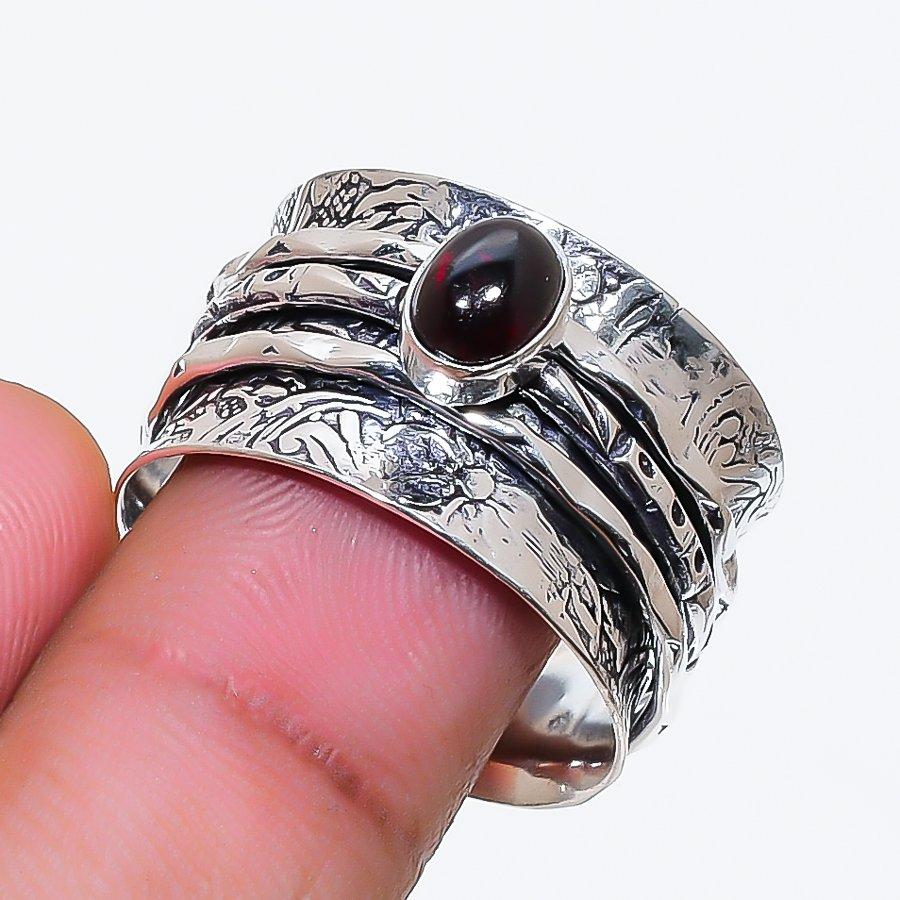 Natural Hessonite Garnet 925 Sterling Silver Jewelry Ring Size 10.5 AR-18872