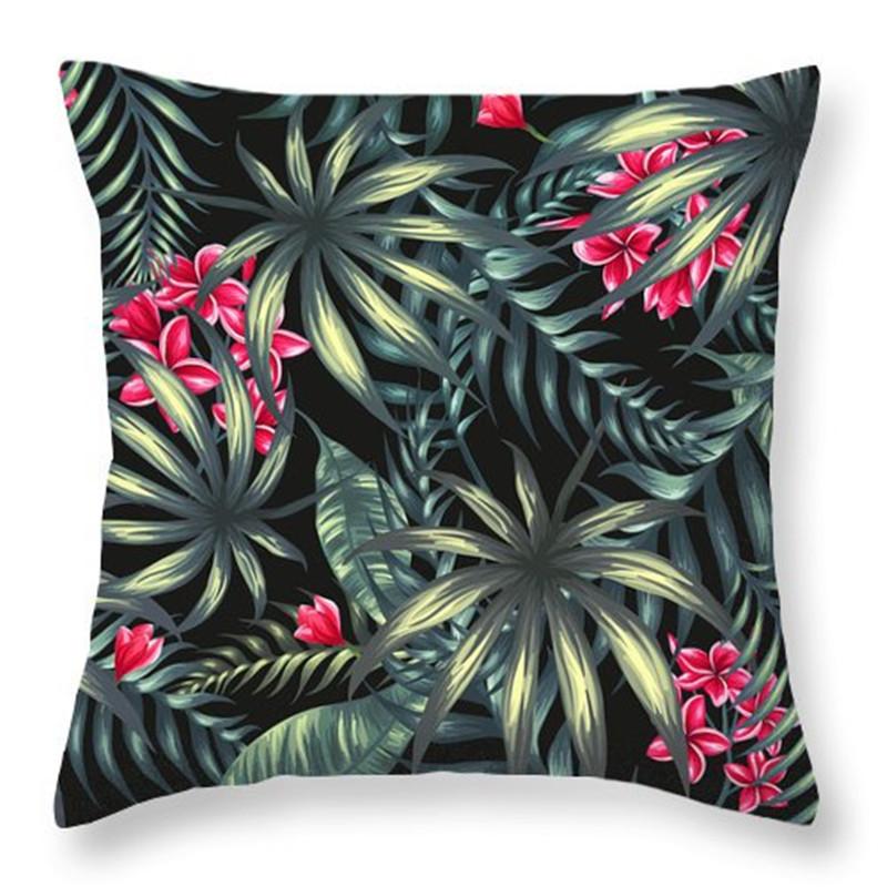 Rainforest Tropical Plant Leaf Print Pattern Cushion Cover Home Living Room Sofa Decoration Square Polyester Pillow Pillow Cover