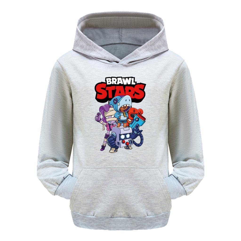 4093 Felpe con Cappuccio e Tasca Stampate Brawl Stars per Bambini e Bambine