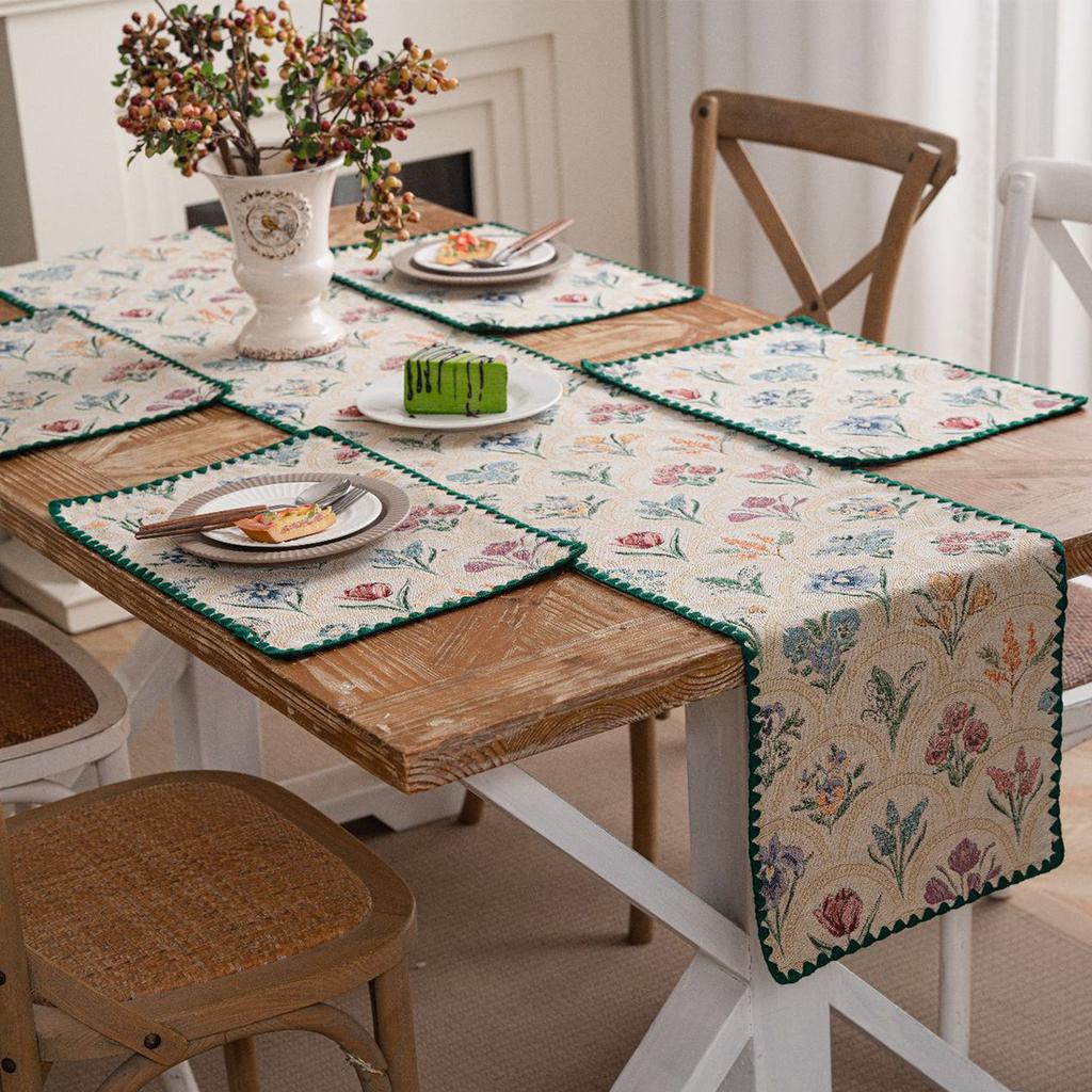 Dining Table Cotton  Linen Table Runner with Tassels
