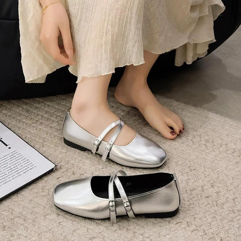 Pavasario/vasaros elegantiški retro Mary Jane laisvalaikio bateliai be kulnų, nauji, madingi, minkšti, patogūs baleto bateliai moterims, Chassure Femme2025