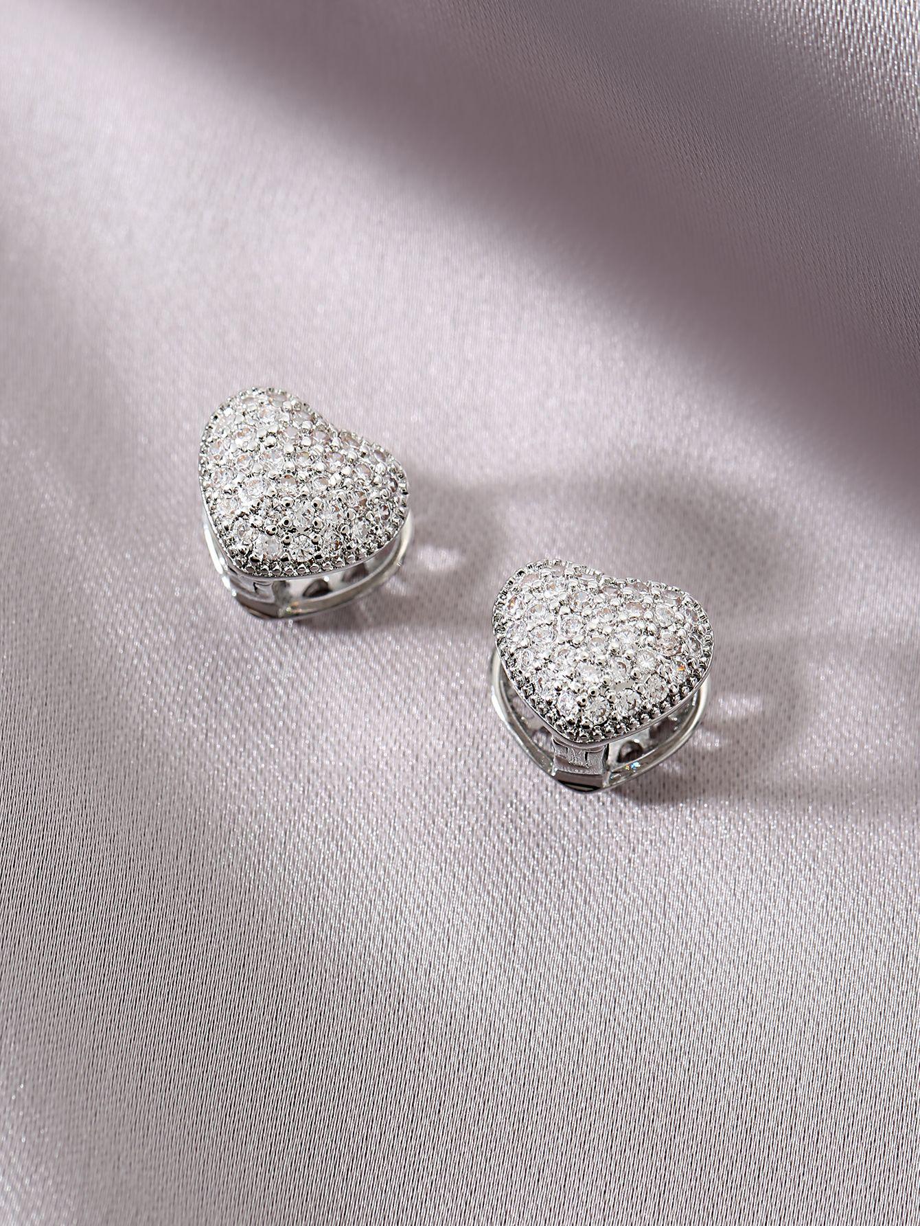 

Серьги Love в форме сердца из циркония - Элегантные клипсы в европейском и американском стиле серебряный