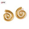 Stainless Steel Gold Spiral Textured Geometric Earrings for Women - European & American Fashion