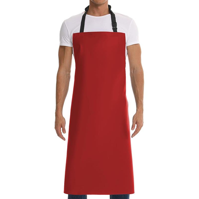 Leather Apron Waterproof And Oil-Proof Extended Apron Aquatic Fresh Food Catering Kitchen Apron Work Clothes красный
