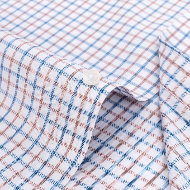 FIRS Men's Easy Care 100% Cotton Plaid Short-Sleeve Shirt