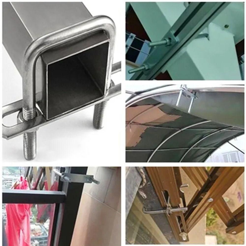 1Pcs With Baffle Pipe U-clamp Screws Right Angle U-bolt New Square Bolt for Square Tube