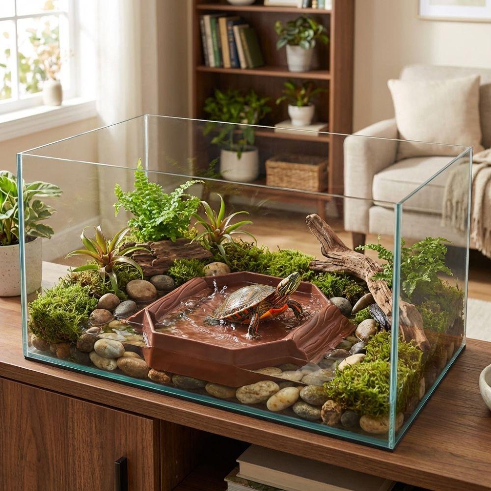 With Ramp Turtle Bath Basin Plastic Reptile Pool Dish Turtle Bath Tub  Habitat Accessories