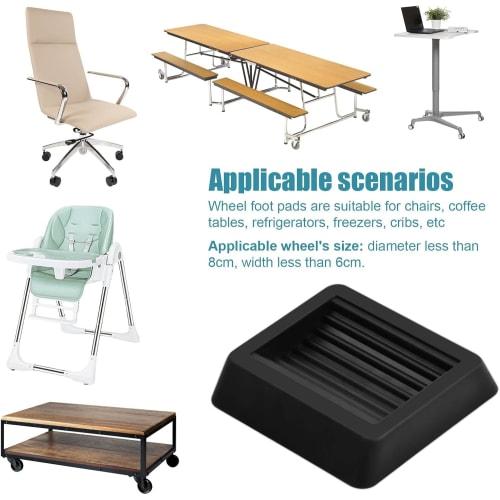 JUTOSU Caster Stoppers, Set of 4, Rubber Caster Chair Stoppers, Anti-Slip, Quiet, Vibration Absorbing, Scratch-Resistant, Protective Pads for Furnitur