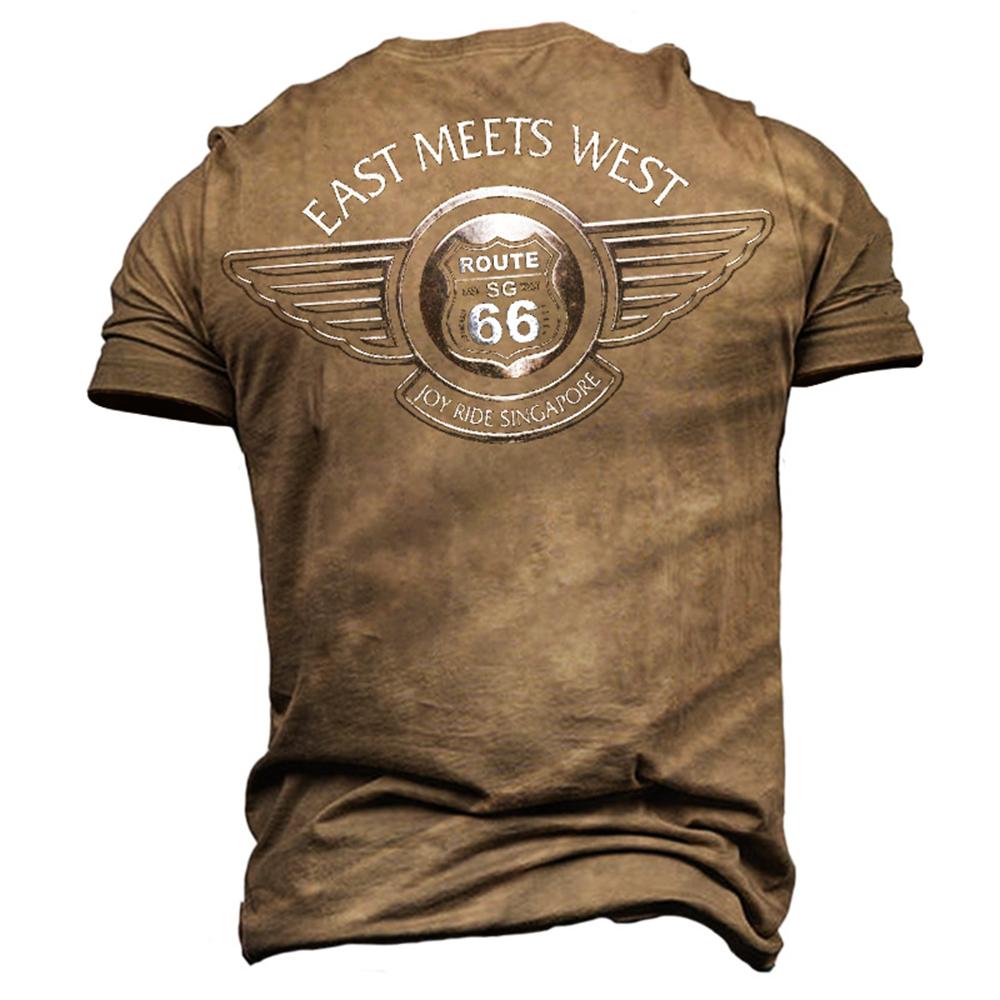 Summer T-Shirt Men Vintage Print 3D American Route 66 T Shirt Short Sleeve Tee Tops Oversized Shirt Loose Male Clothing