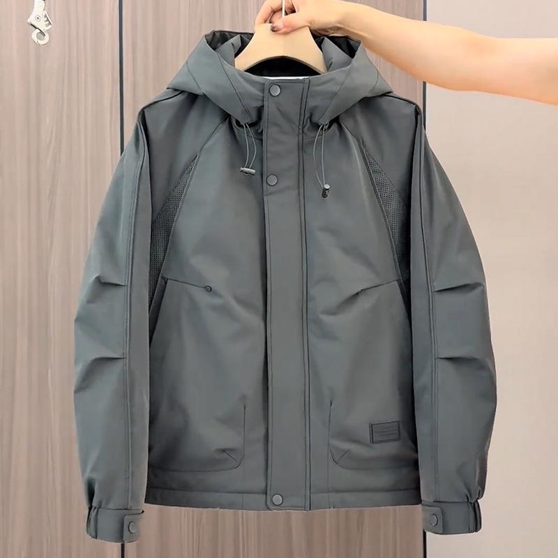 Men's Hooded Cotton Windbreaker Jacket - Casual, Versatile, Handsome Workwear for Youth