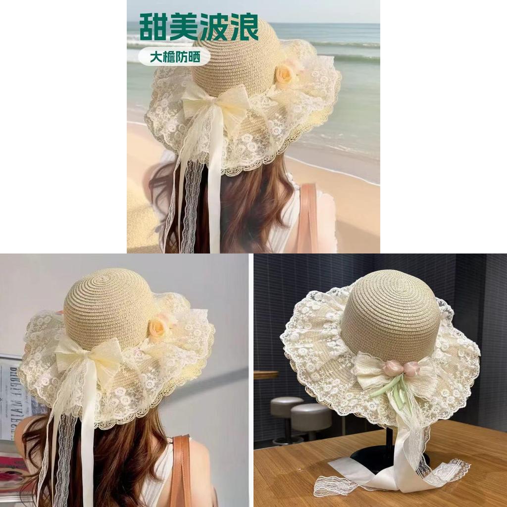 Floral Beach Hat With Wide Brim For Summer Sun Protection