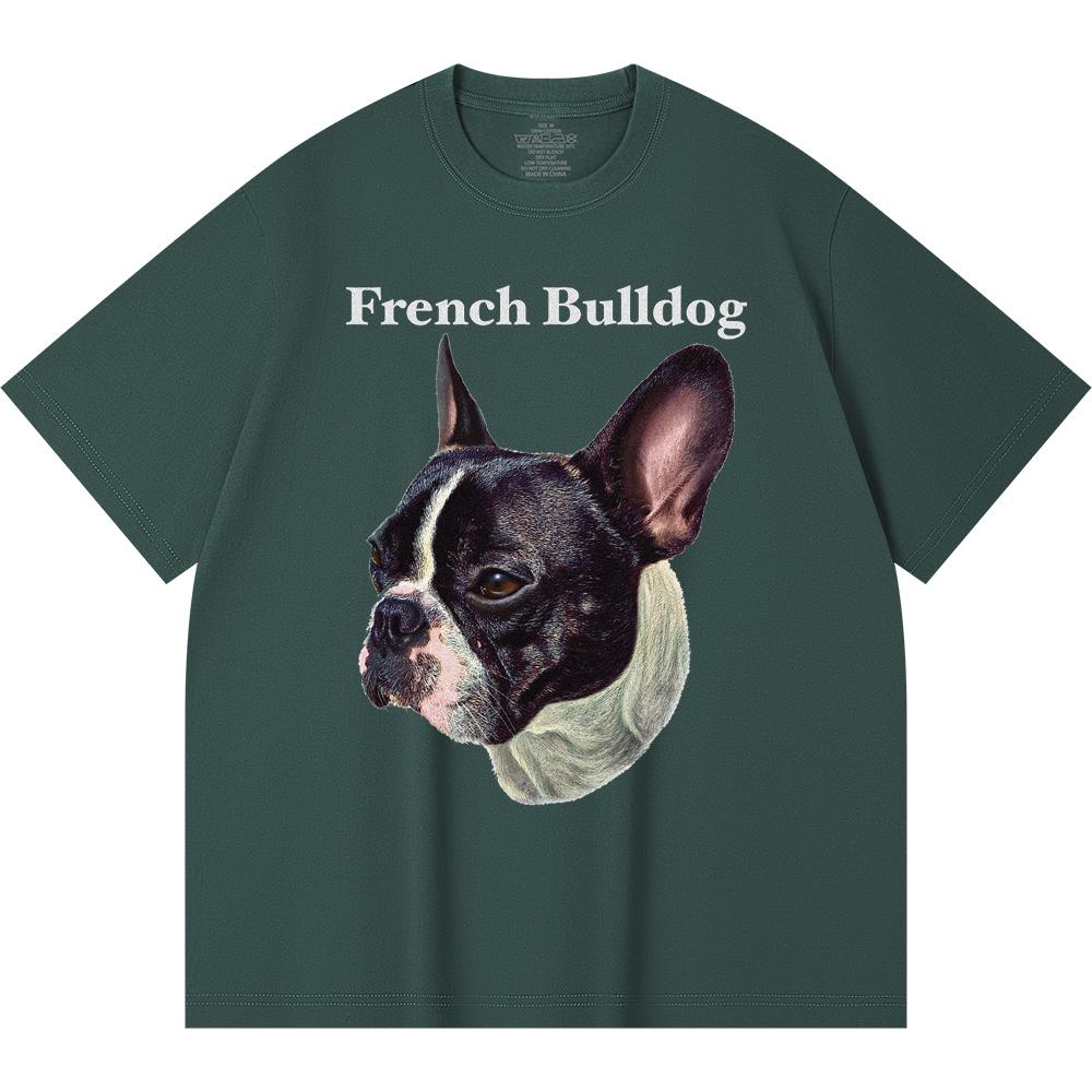 230GSM 100% Cotton T-Shirt French Bulldog-1 Print Tees Funny Harajuku Style Combed Cotton Tshirt