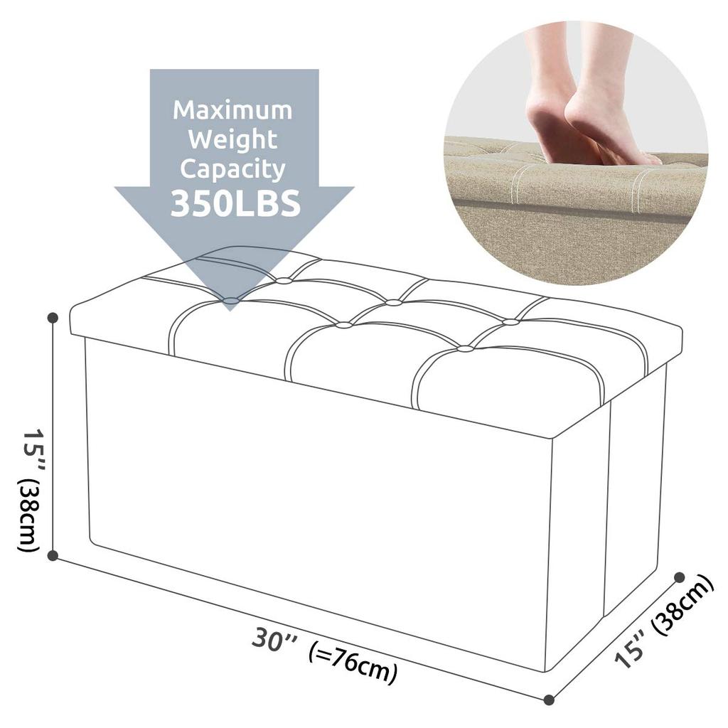 YOUDENOVA Folding Storage with Ottoman and Suitable for Living and Made of 160kg Weight Capacity Stool, Two-Seater, Storage, Footrest, Rooms,