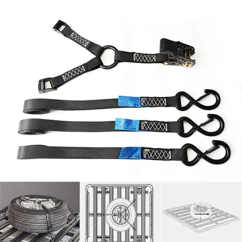 RV Spare Tire Carrier Roof Mount Bracket Heavy Duty Flat Top Frame Tie Down Kit For SUV Truck Off-road Vehicle Accessories