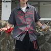Men Oversized Short Sleeve Shirts Casual Loose Stiped Print Tops