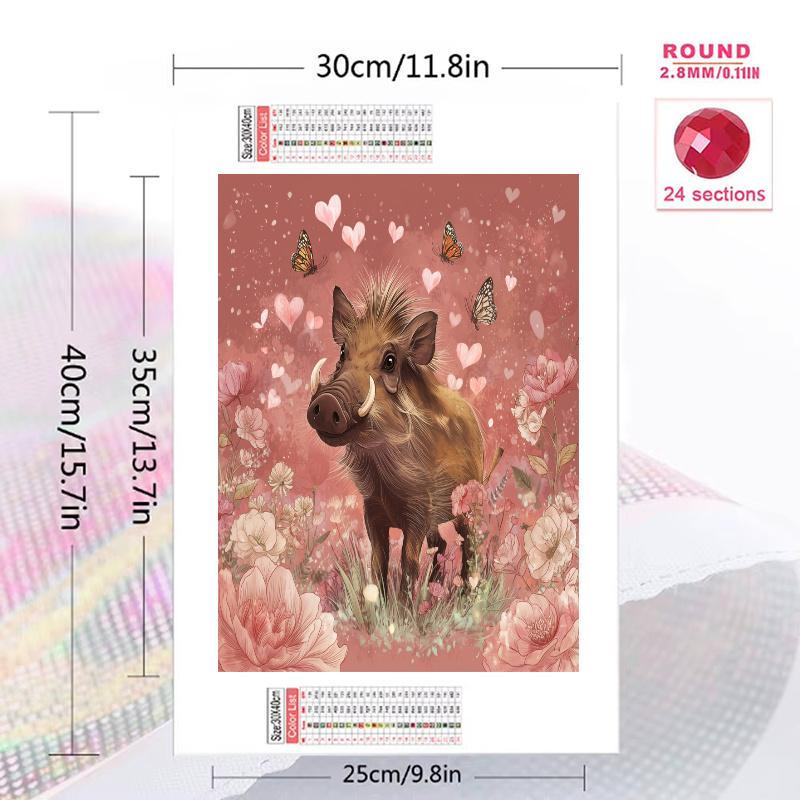 Pink warthog Pattern 3pcs 100% Round Full Drill 5D DIY Diamond Painting Embroidery Cross Stitch Rhinestone Décor