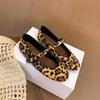 Niche Retro Flat Bottom Round Head Leopard Print Light Mouth Single Shoes Women's Ballet Mary Jane Shoes Women's Single Shoes
