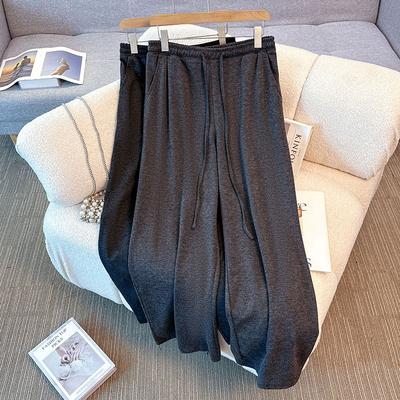 New Large-sized Women's Autumn and Winter Casual and Versatile High-waisted Straight-leg Loose Lace-up Casual Pants