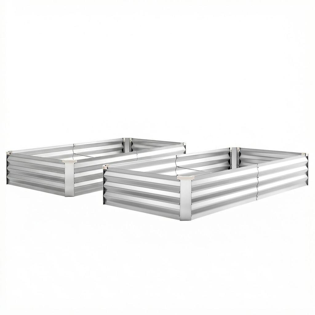 2 Pack Galvanized Raised Garden Beds, 180 X 90 X 30 Cm, Rectangular Metal Planter Boxes Kit Outdoor, Bottomless Elevated Planting Box with Gloves,