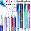 Creative 5 In-1 Multicolor Erasable Gel Pens 2Pcs Automatic Pencil With Eraser For School Office Writing Supplies Stationery