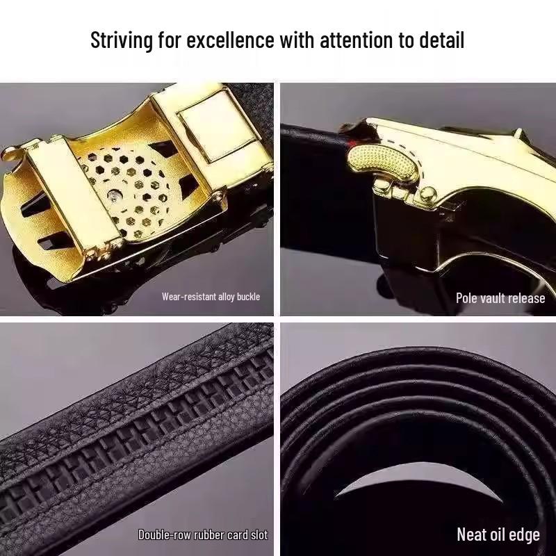 Piper Men's Diamond-Inlaid Leather Belt with Automatic Buckle