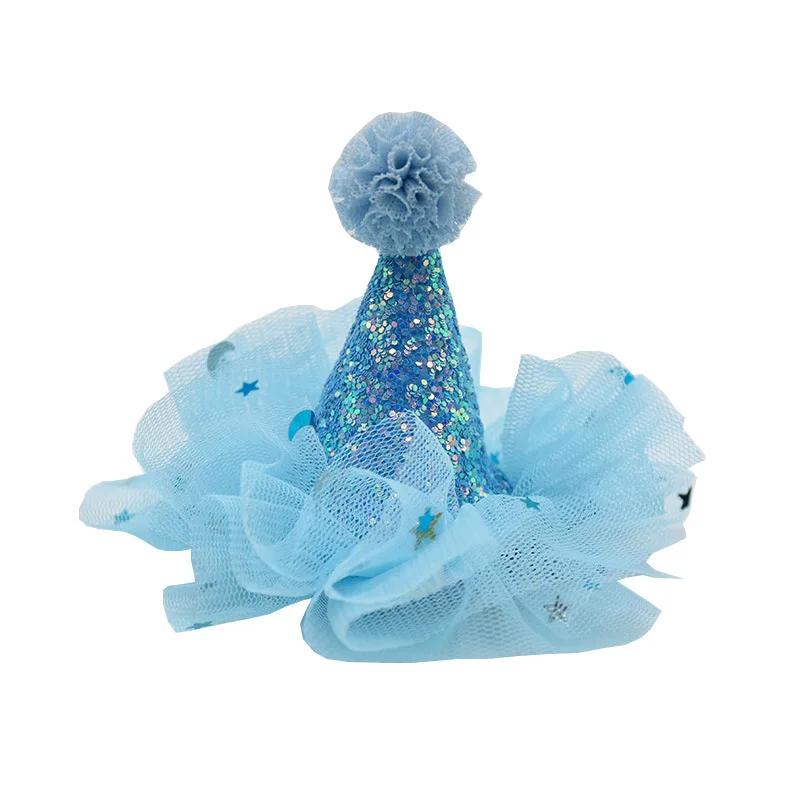 1 PC Fashion Cute Girl Crown Princess Hairpin Lace Pearl Shiny Star Headband Hairpin Hairpin Hair Accessories Hair Birthday Hat