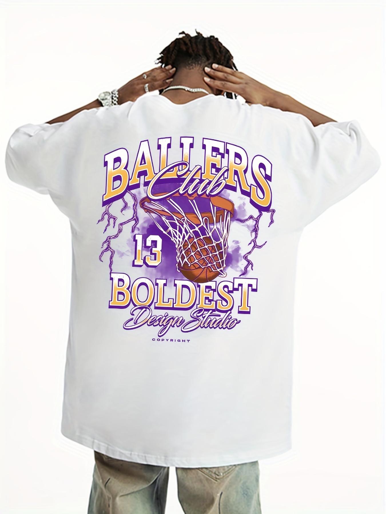 

Mens 100 Cotton Tshirt with Basketball Pattern Print Casual and Suitable for Hiphop Style and Summer Comfort 4XL